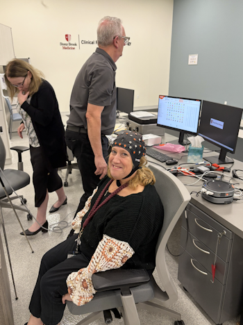 Equipment used for gait and cognition research including eye tracking, EEG, and IMU systems.